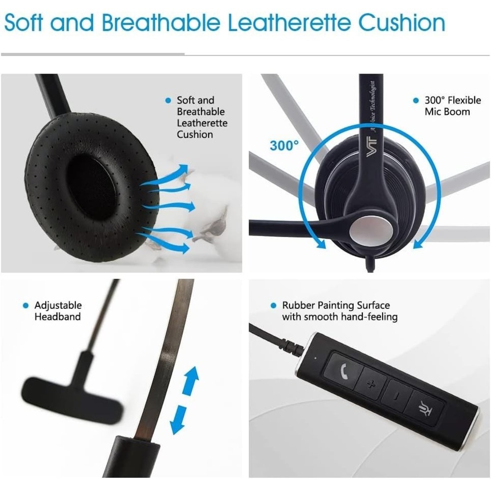 NIB - Mono Wired-Headset with Noise-Cancelling Microphone - 3.5MM+USB-A Mono - Picture 5 of 7